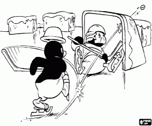 desenho de O gol do Pingu no hóquei no gelo para colorir