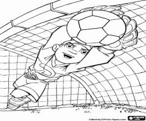 desenho de Goleiro de futebol em ação para colorir