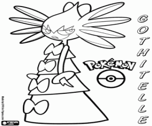 desenho de Gothitelle, um pokemon psíquico para colorir