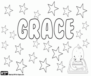 desenho de Grace, nome em inglês para as mulheres para colorir