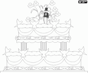 desenho de Um grande bolo de casamento para colorir