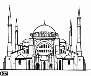desenho de Uma grande mesquita para colorir