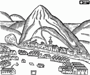 desenho de Gravura de uma cidade antiga para colorir