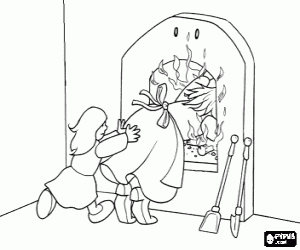 desenho de Gretel derrota a bruxa para colorir