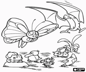 desenho de Um grupo de Pokemon para colorir
