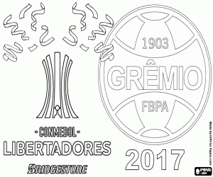 desenho de Grêmio, campeão da Libertadores de 2017 para colorir