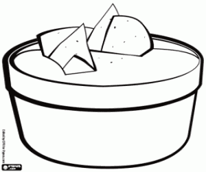 desenho de Guacamole com nachos para colorir