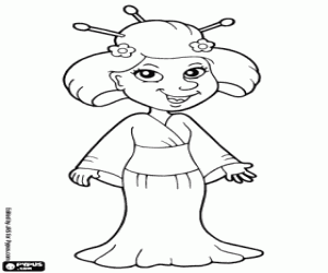 desenho de Uma gueixa para colorir