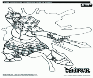 desenho de Uma guerreira ogra, Fiona para colorir