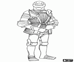 desenho de Guerreiro com armadura de combate para colorir