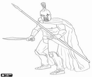 desenho de Guerreiro da antiga Esparta para colorir