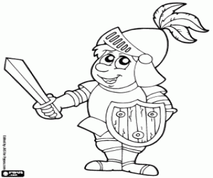 desenho de Um guerreiro medieval com armadura para colorir