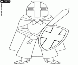 desenho de Um guerreiro medieval pronto para colorir