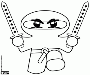desenho de Guerreiro ninja com duas katanas para colorir