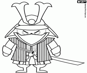 desenho de Guerreiro samurai japonês tradicional para colorir