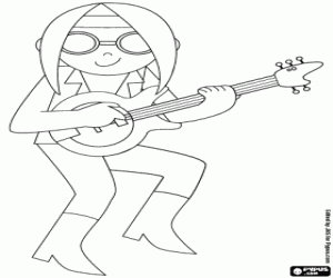 desenho de Um guitarrista da banda de rock para colorir
