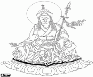 desenho de Guru Rinpoche, Buda Padmasambhava para colorir