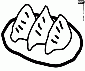 desenho de Gyoza, bolinhos japoneses para colorir