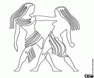 desenho de Gêmeos, um signo do horóscopo para colorir