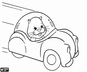 desenho de O hamster Pipsqueak de carro para colorir