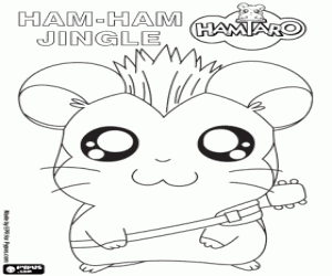 desenho de O hamster com um violão, Jingle para colorir