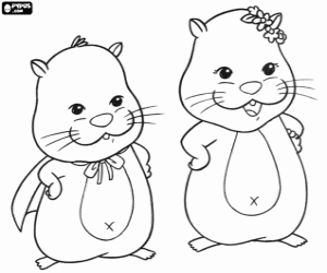 desenho de Dois hamsters de Zhu Zhu Pets para colorir