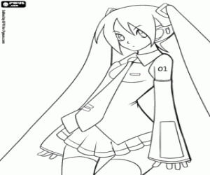 desenho de Hatsune Miku, Vocaloid para colorir