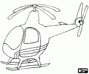 desenho de Helicóptero no chão para colorir