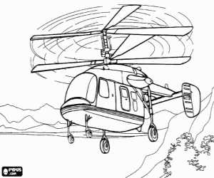desenho de Um helicóptero em um vôo para colorir