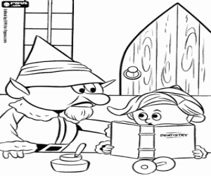 desenho de Hermey e o capataz dos elfos para colorir