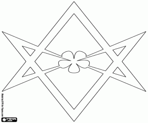 desenho de Hexagrama Unicursal de Thelema para colorir