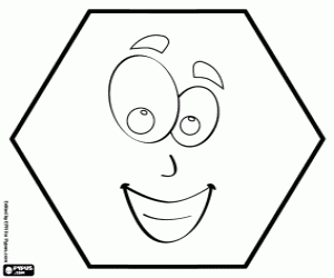 desenho de Hexágono sorridente para colorir