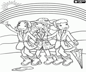 desenho de Holly Hobbie e o arco-íris para colorir