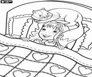 desenho de Holly Hobbie na cama para colorir