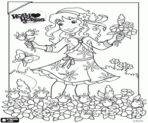 desenho de Holly Hobbie na primavera para colorir