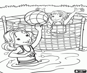 desenho de Holly e vôlei na piscina para colorir