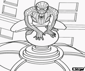 desenho de Homem aranha agachado para colorir