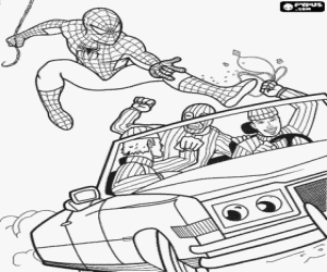 desenho de Homem-aranha contra os assaltantes para colorir