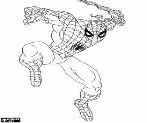 desenho de Homem Aranha em ação para colorir