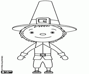 desenho de Um homem Pilgrim, um colono para colorir