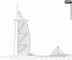 desenho de Hotel Burj al Arab, Dubai para colorir