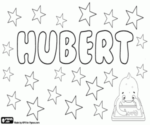 desenho de Hubert, nome em vários idiomas para colorir