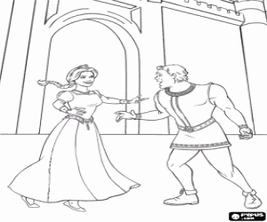 desenho de Os humanos de Shrek e Fiona para colorir