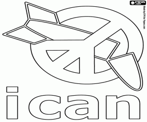 desenho de ICAN, Prémio Nobel da Paz 2017 para colorir