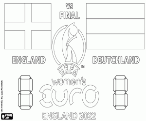 desenho de Inglaterra-Alemanha, Final da Euro 2022 para colorir