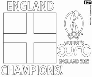 desenho de Inglaterra, campeãs europeias 2022 para colorir