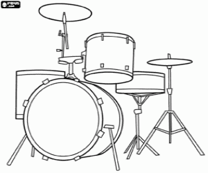 desenho de Instrumento de percussão, bateria para colorir