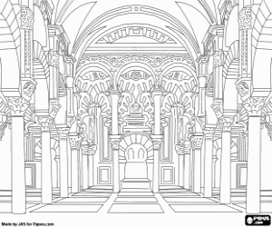 desenho de Interior da Mesquita de Córdova para colorir