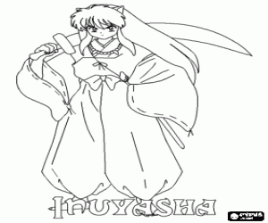 desenho de Inuyasha e a espada para colorir