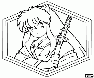 desenho de Inuyasha, um retrato emoldurado para colorir